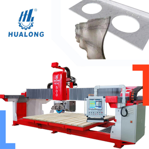 Hualong Stone Machinery Máquina de corte de losa de granito multifuncional Máquina de corte de piedra de sierra de puente CNC de 5 ejes HKNC-500